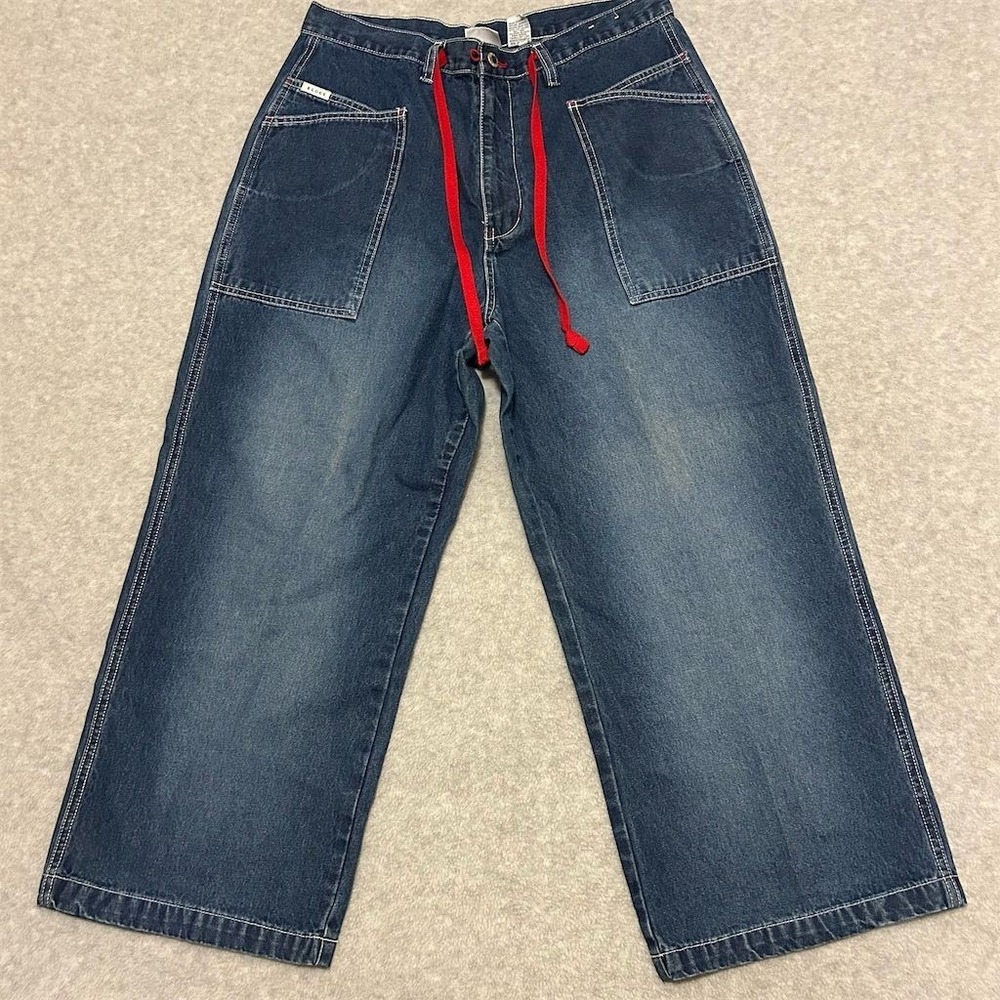 Carolina Blues Jeans High Waist Capri 16 Blue Women's Baggy Wide Leg Vintage 90s